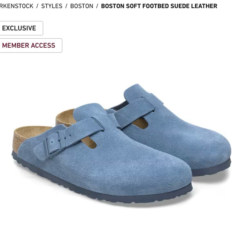 Birkenstock Boston Soft Footbed Suede Clogs - Elemental Blue